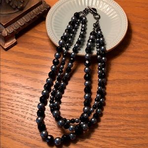 Premier designs black/gray 3 strand necklace